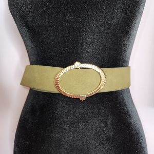 LOFT Twist Buckle Suede Belt, Olive Leaf, M/L